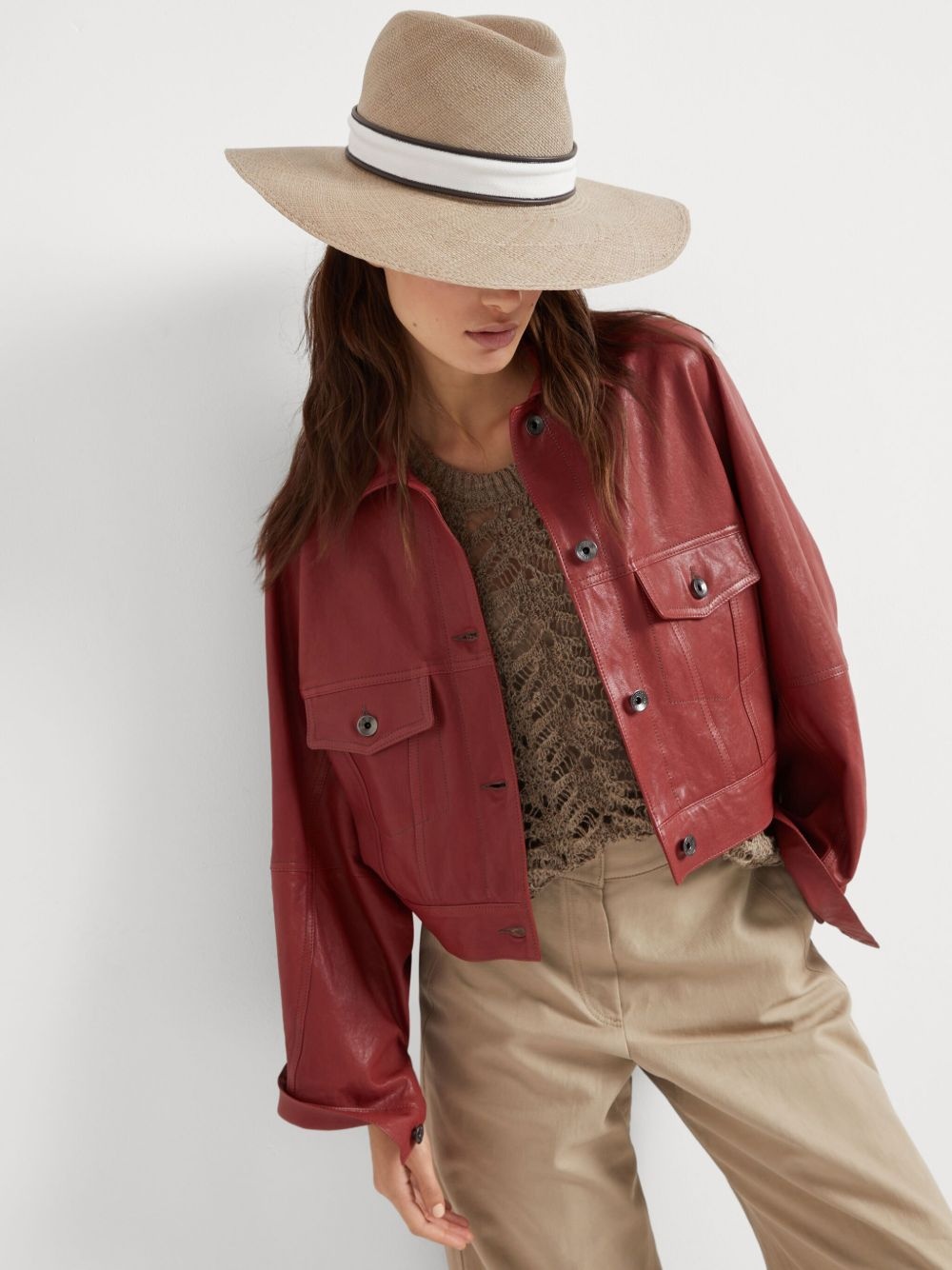 cropped leather jacket - 5