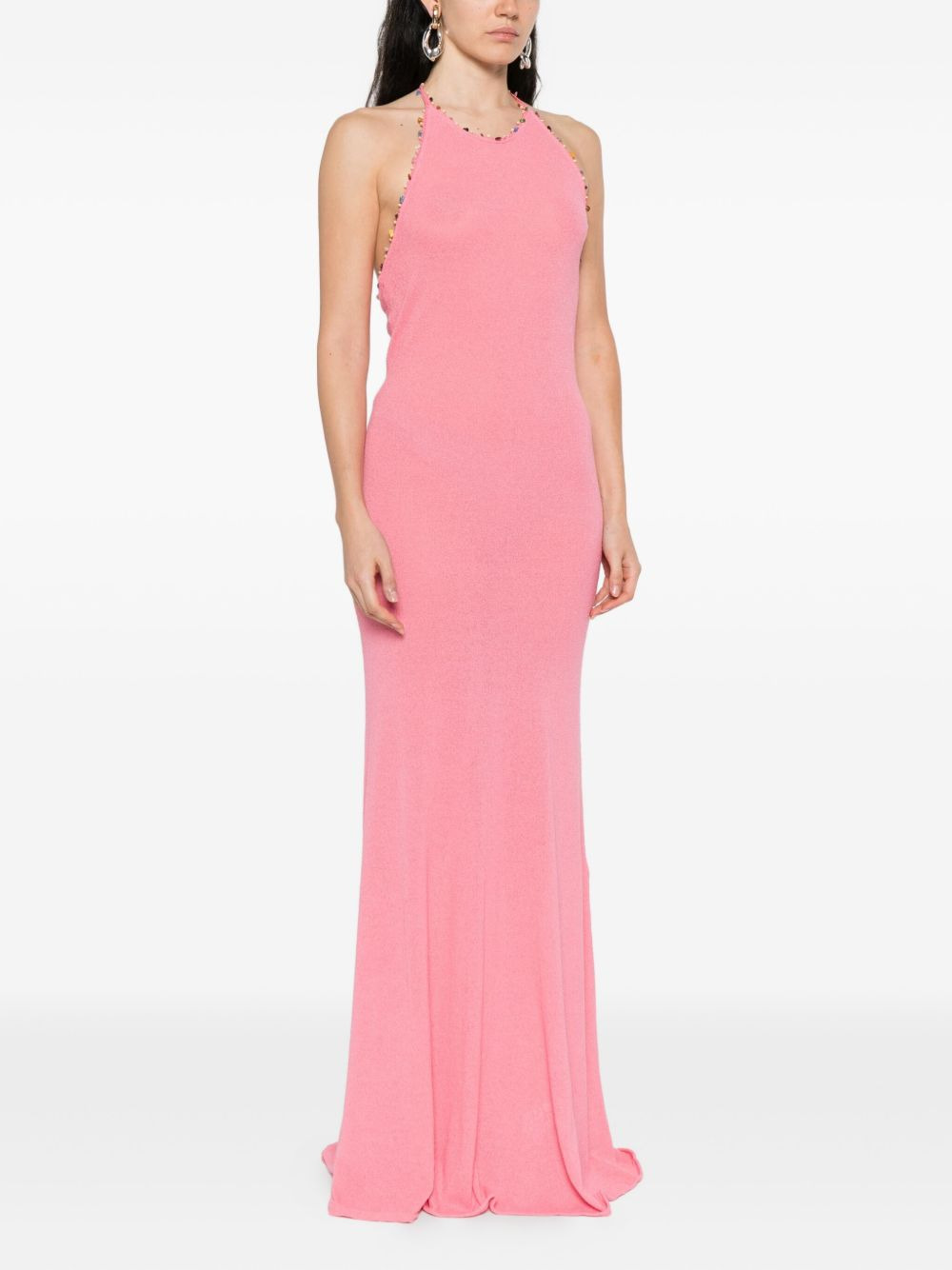 embellished halterneck dress - 3