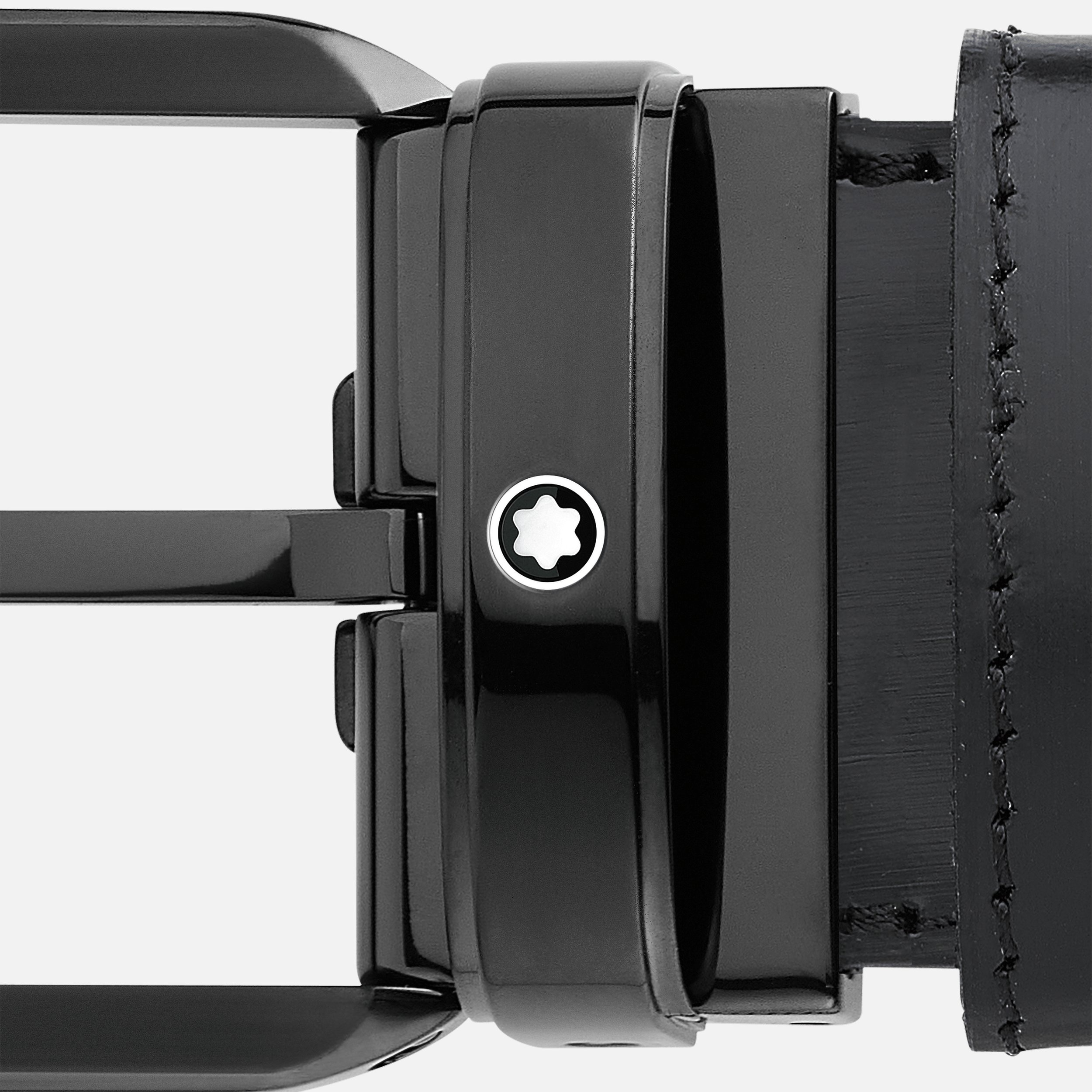 Black 35 mm leather belt - 3