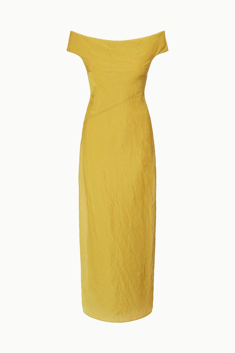 STAUD CHEYENNE DRESS CHARTREUSE 1