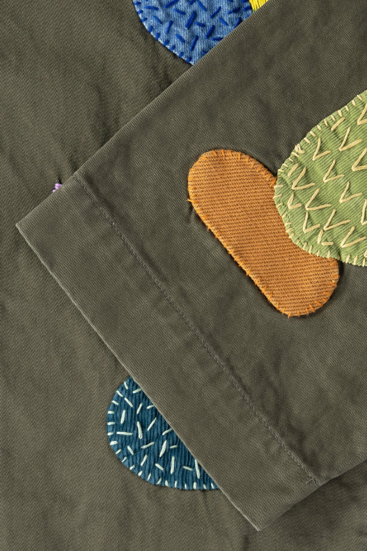 Chino High Waisted NIME Pants (CACTUS Embroidery) - Khaki - 3