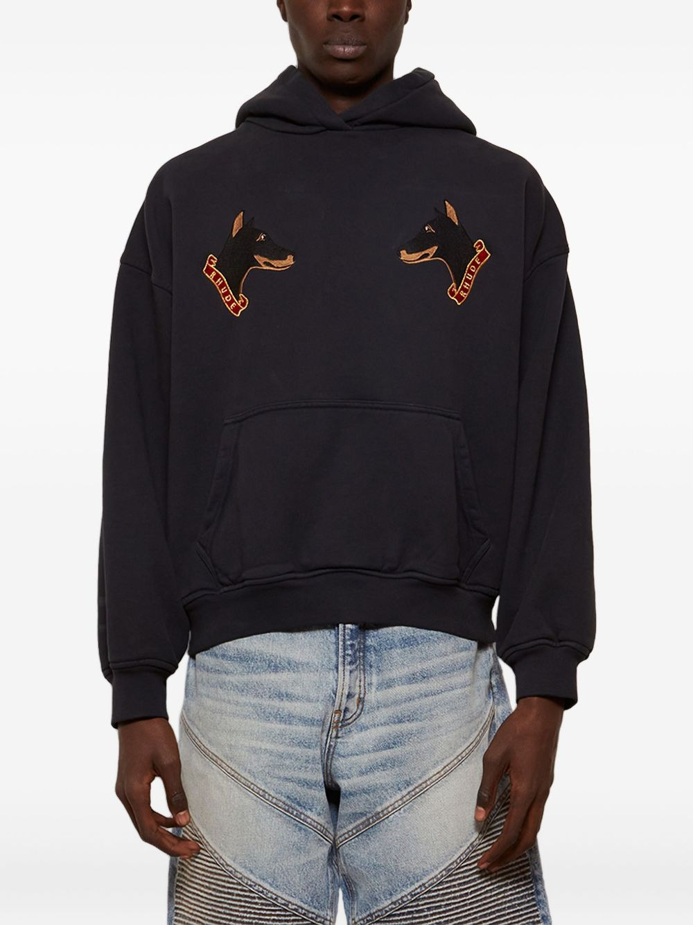 dog-embroidered hoodie - 3