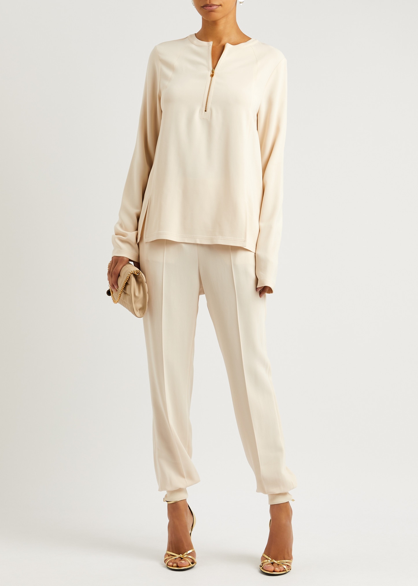 Arlesa half-zip stretch-crepe top - 4