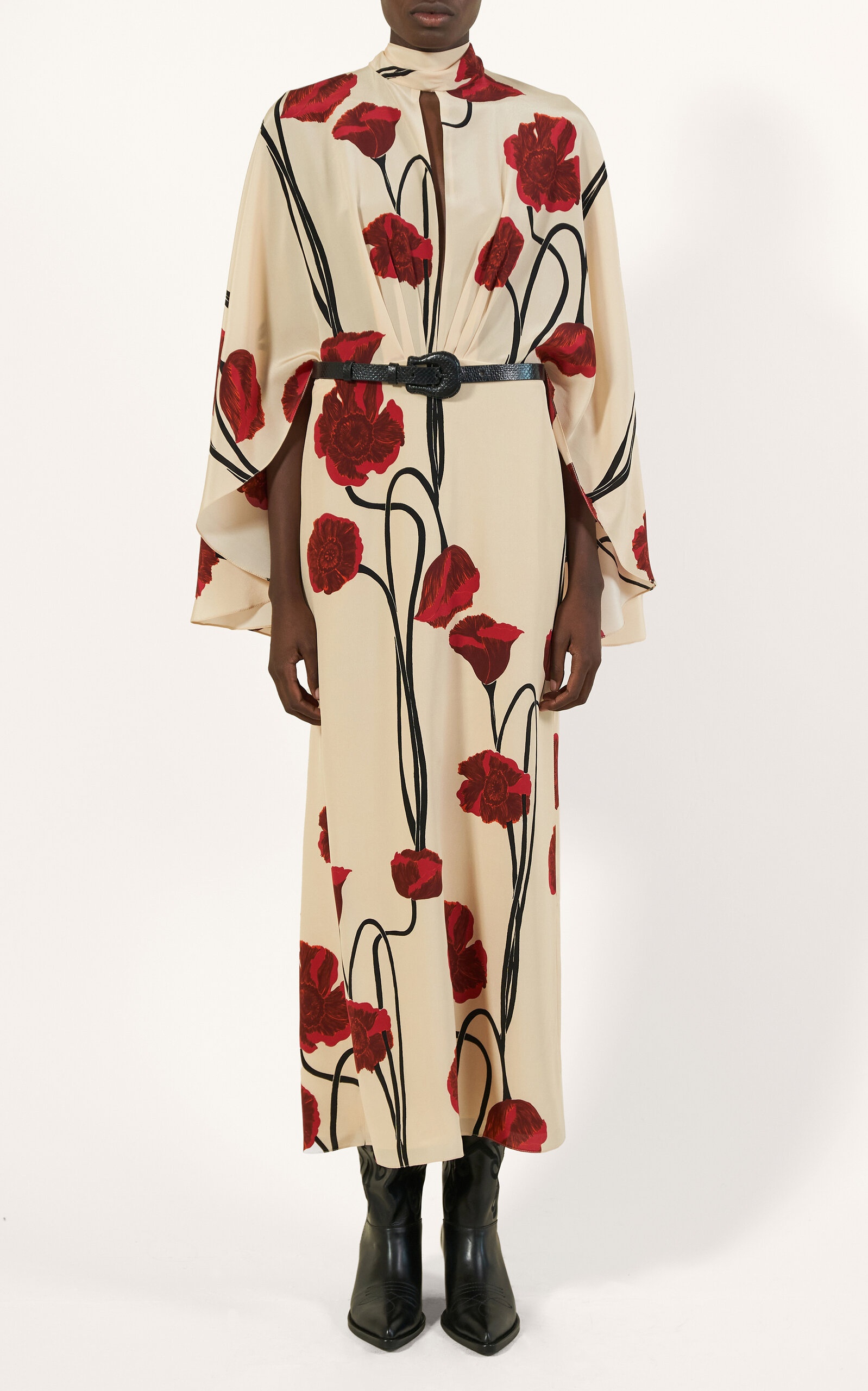 Parajes Lejanos Floral Silk Midi Dress ivory - 6
