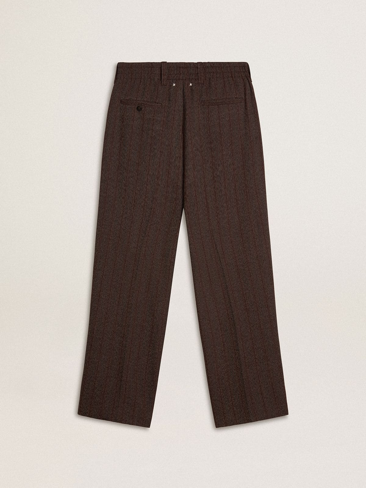 Men's joggers in dark brown wool with thin striped pattern - 6
