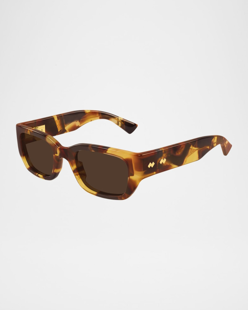 Bottega Veneta Men's Bv1400s-002 Intrecciato Acetate Rectangle Sunglasses outlook