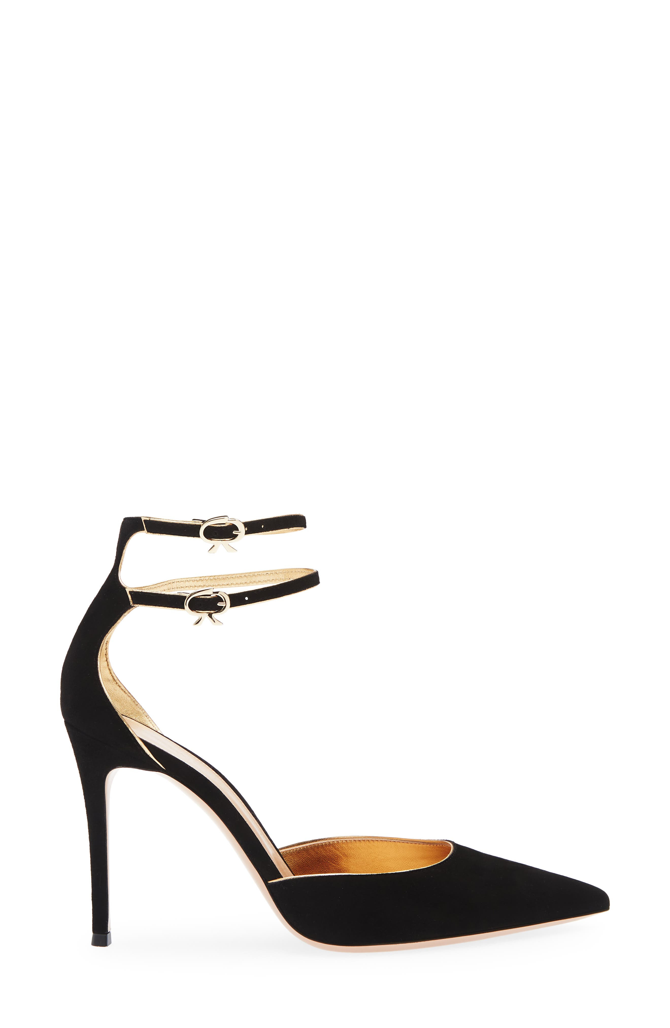 Gianvito Rossi Camoscio Double Ankle Strap Pointed Toe d'Orsay Pump in Black Mekong at Nordstrom - 3
