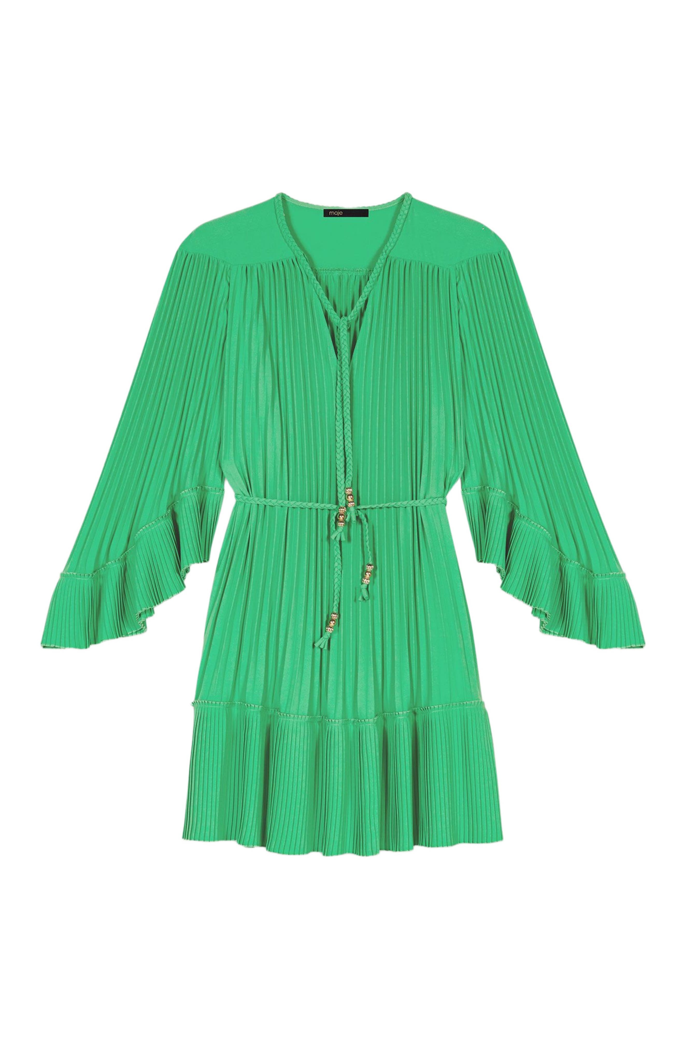 maje Short pleated dress in Green at Nordstrom - 1