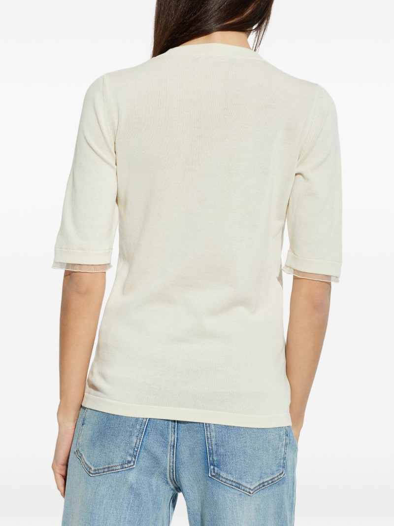 tulle-trim knitted T-shirt 4