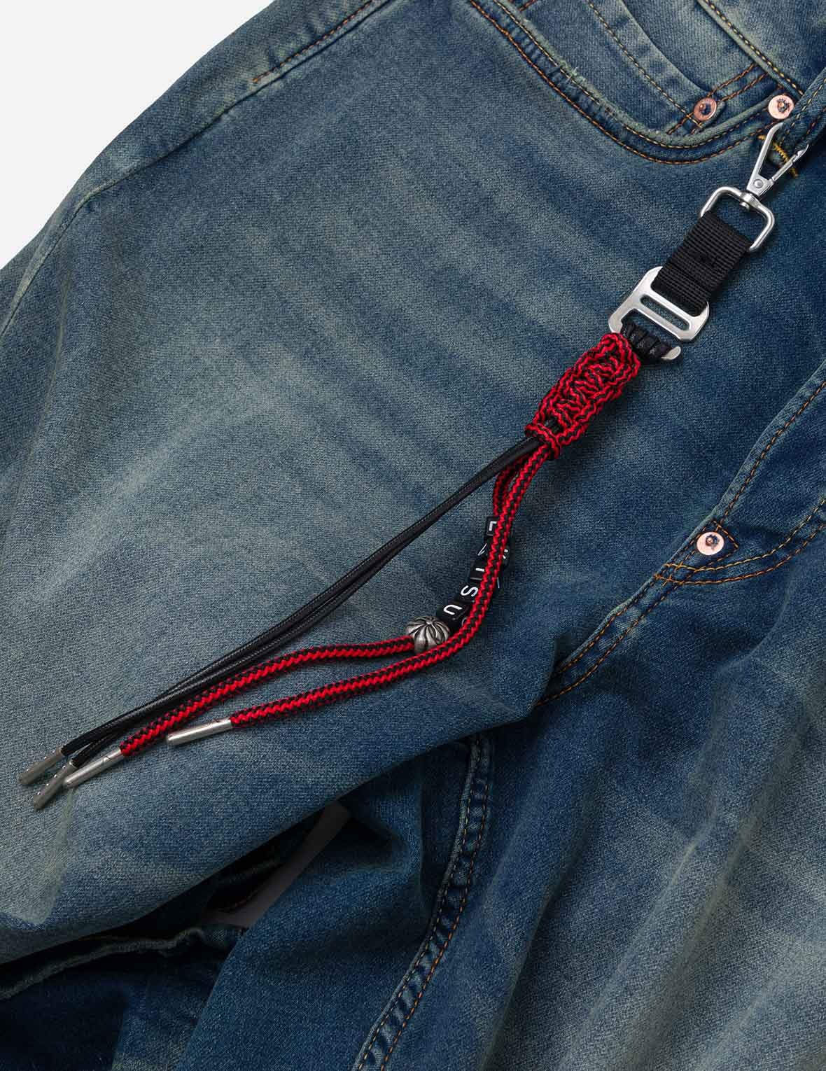 Seagull Embroidery with Hand-Woven Lanyard Relax Straight Fit Jeans #2030 - 7