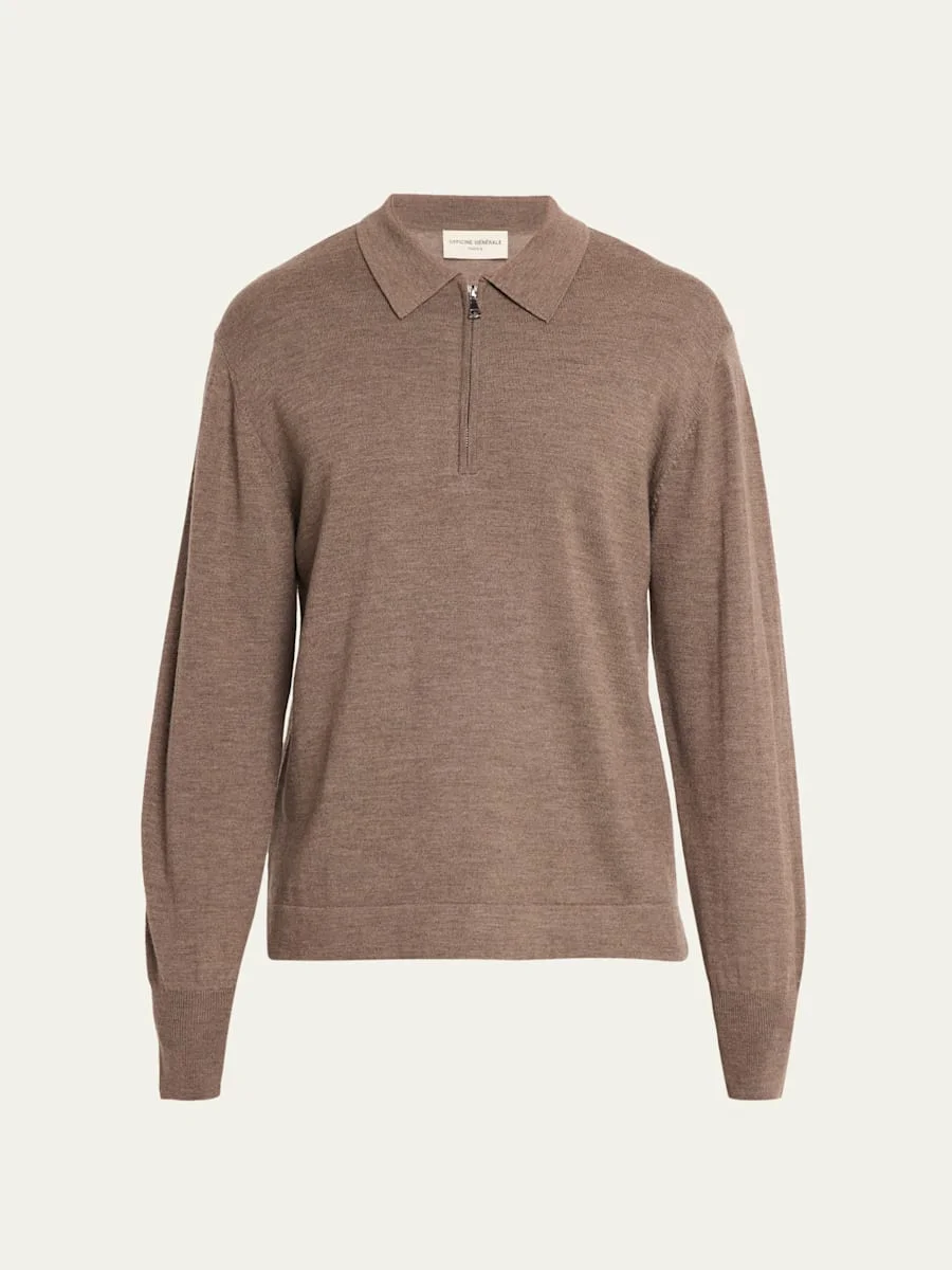 Men's Bene Merino Wool Quarter-Zip Polo Sweater - 1