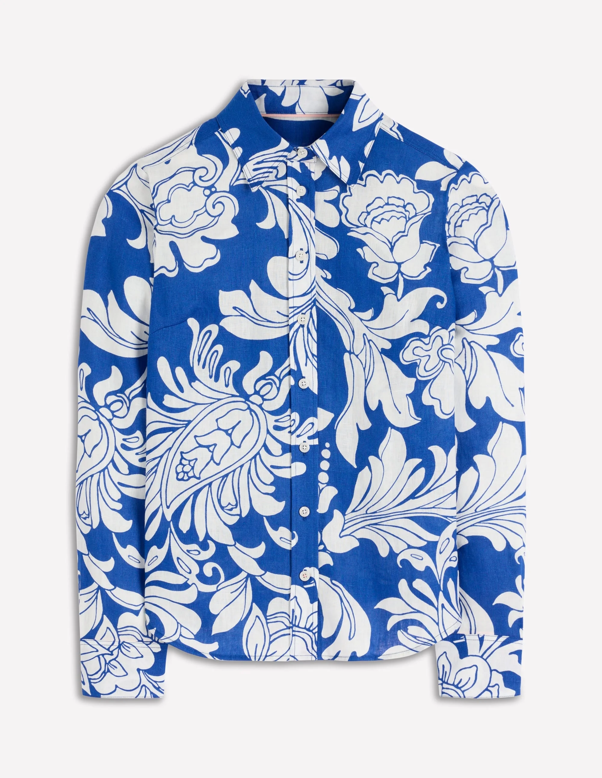 Sienna Linen Shirt-Blue, Botanical Flourish - 1