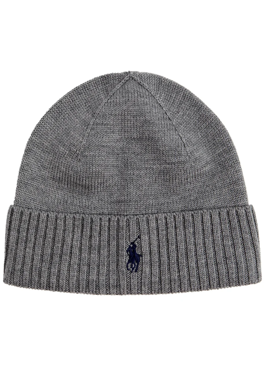 Logo-embroidered wool beanie - 1