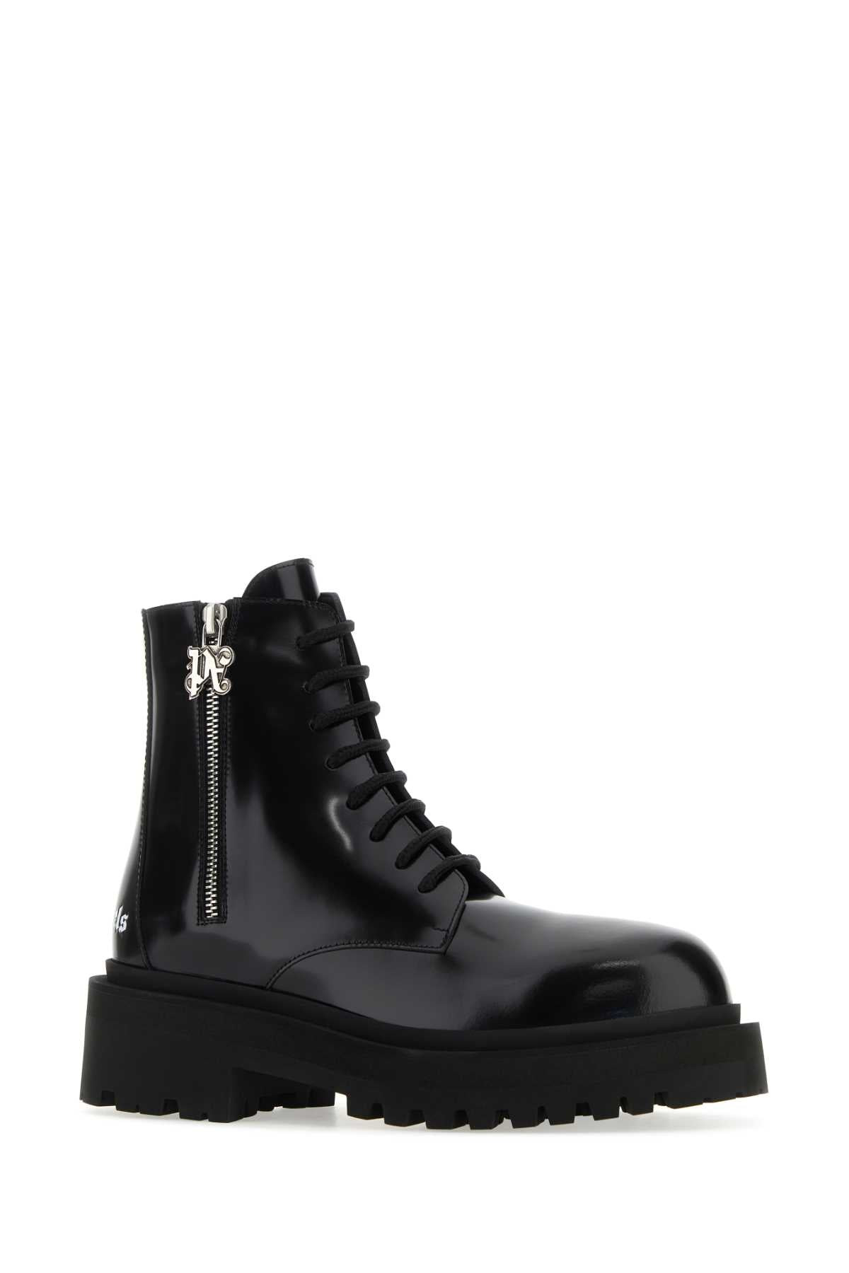 Palm Angels Women Black Leather Ankle Boots - 2