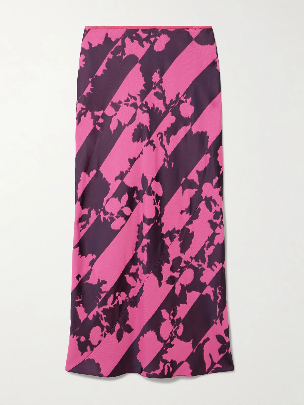 Paneled Floral-print Satin Midi Skirt - 1