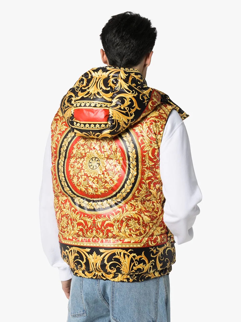 reversible baroque-print padded gilet - 4