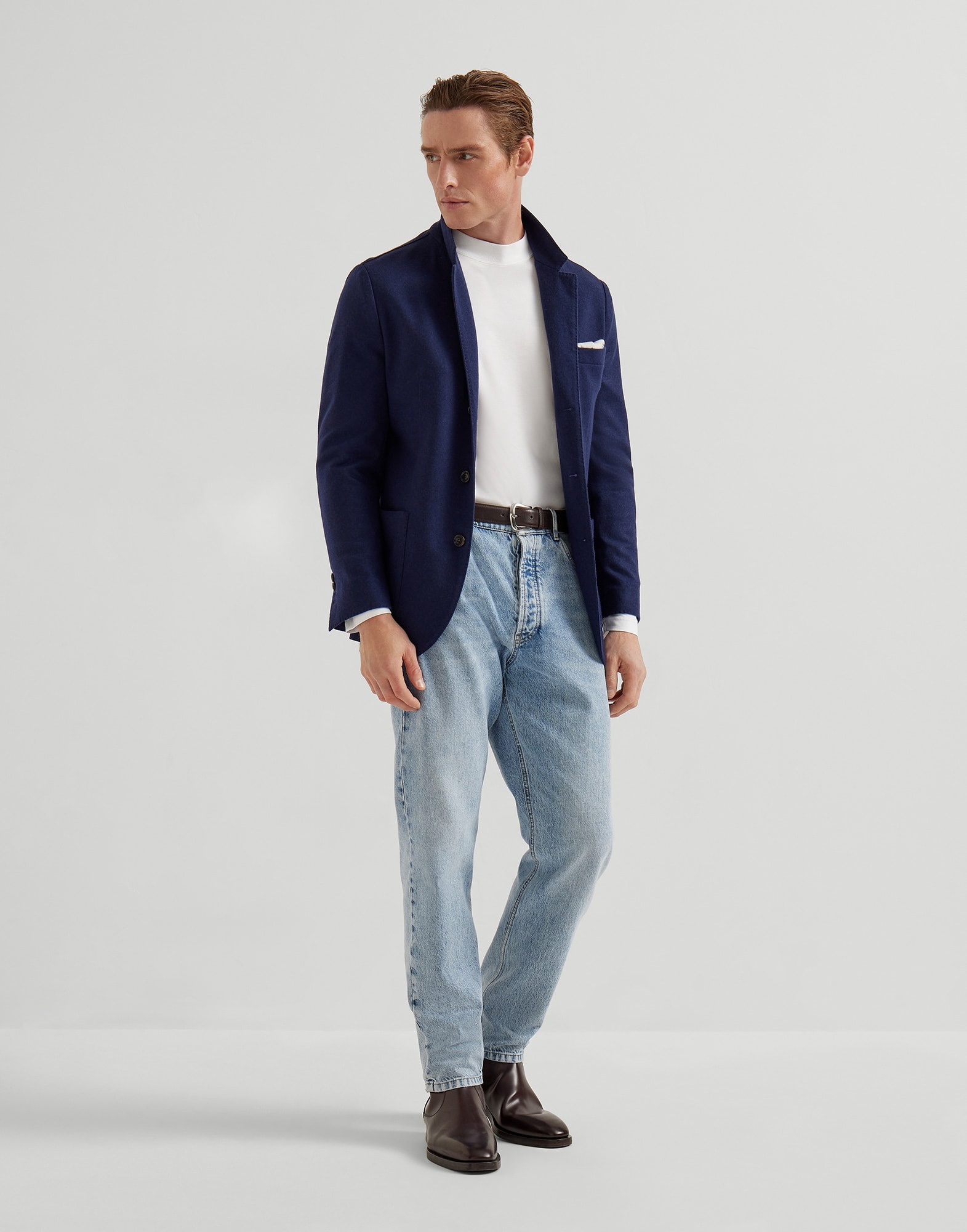 Cashmere jersey blazer with patch pockets - 5
