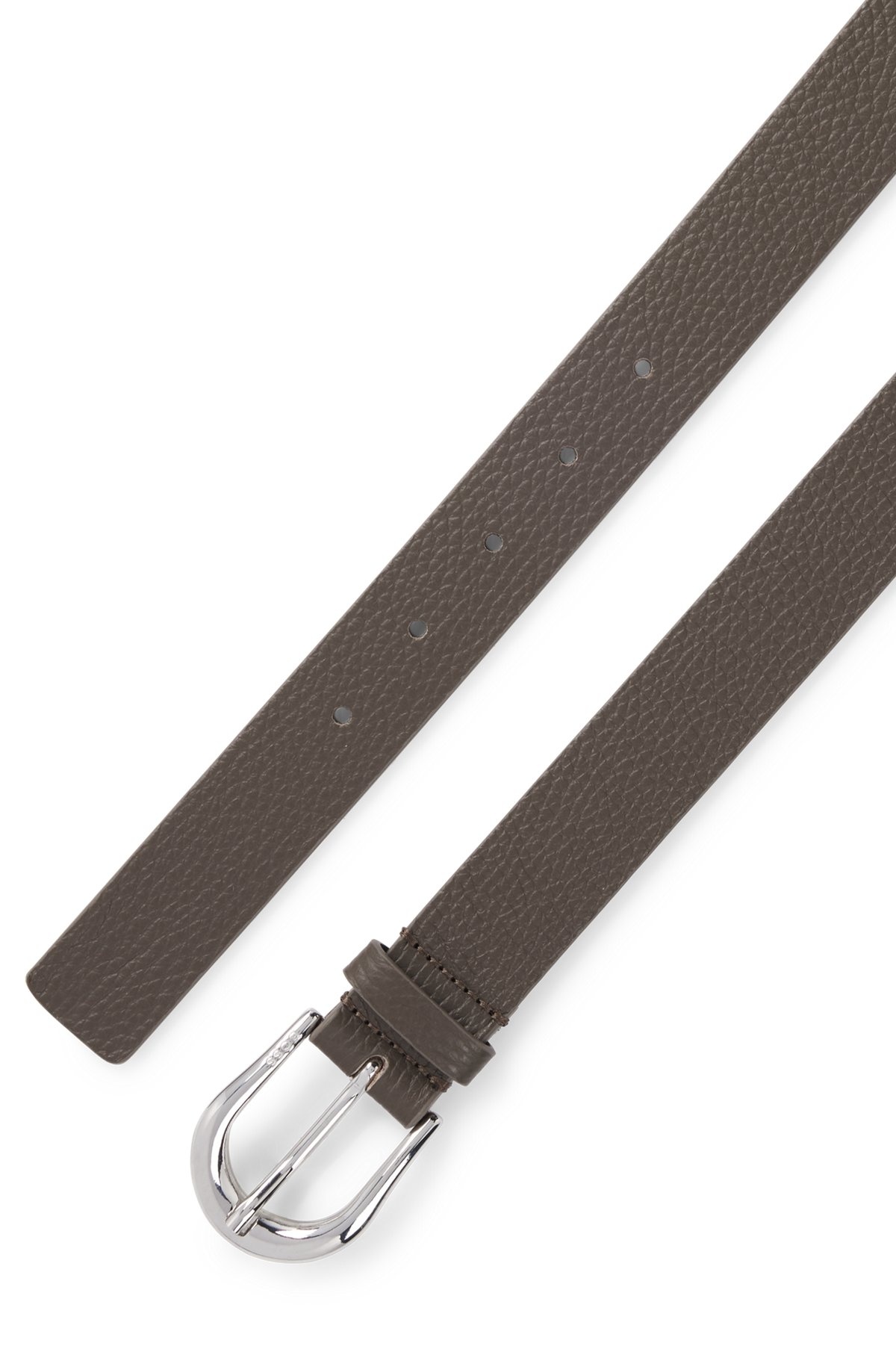 ITALIAN-LEATHER BELT WITH POLISHED SILVER HARDWARE - 3