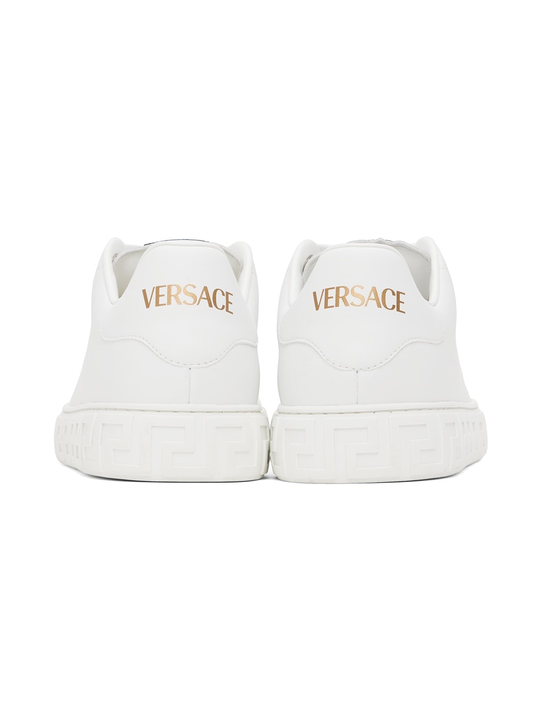 White Embroidered Greca Sneakers - 2