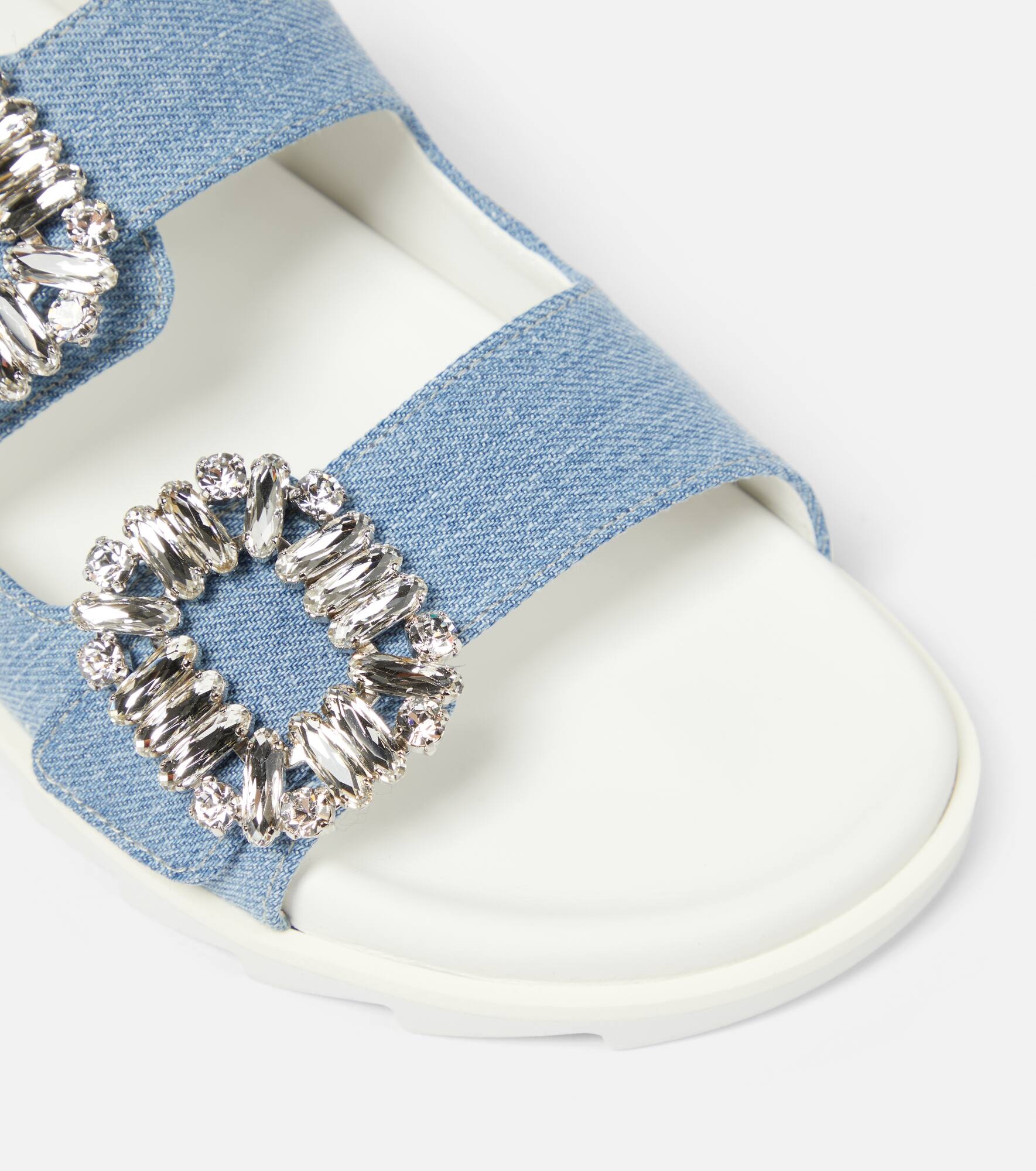 Slidy Viv' embellished denim sandals - 6