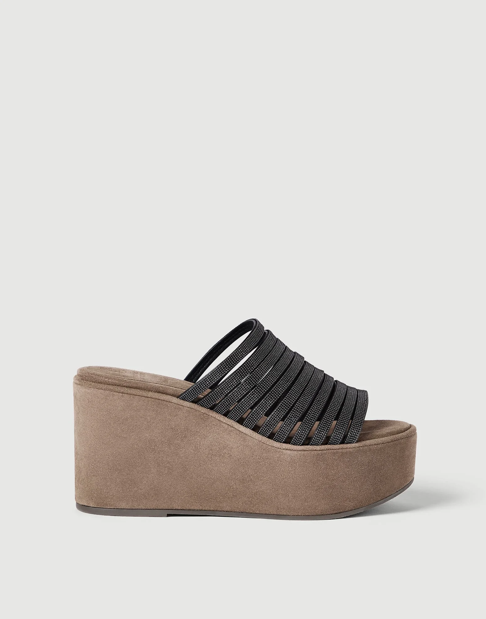 Suede wedges with precious straps - 1