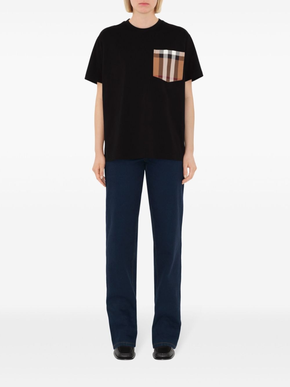 check-pocket cotton T-shirt - 2