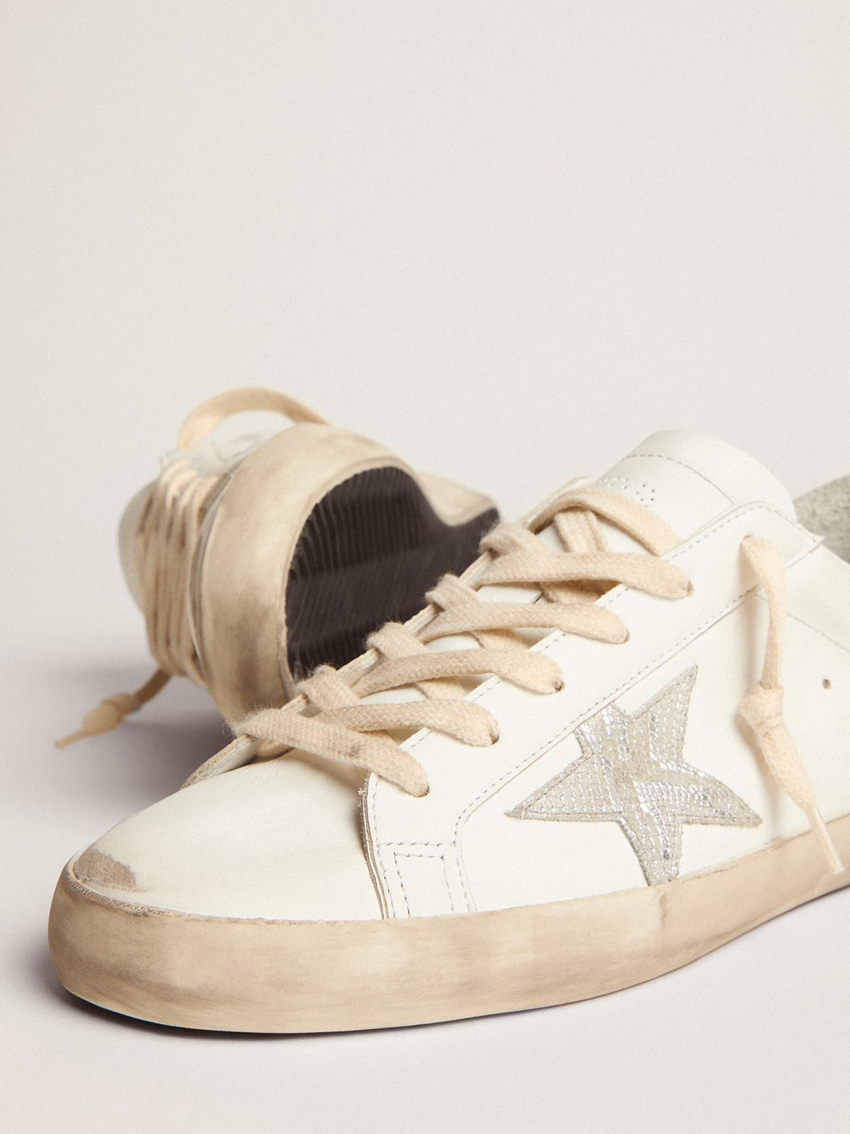 Super-Star sneakers with snake-print silver leather star and gold glitter heel tab - 4