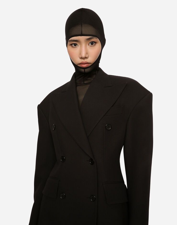Double-breasted technical crepe jacket - 4