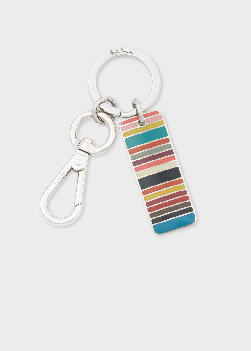 'Signature Stripe' Tag Metal Keyring 1