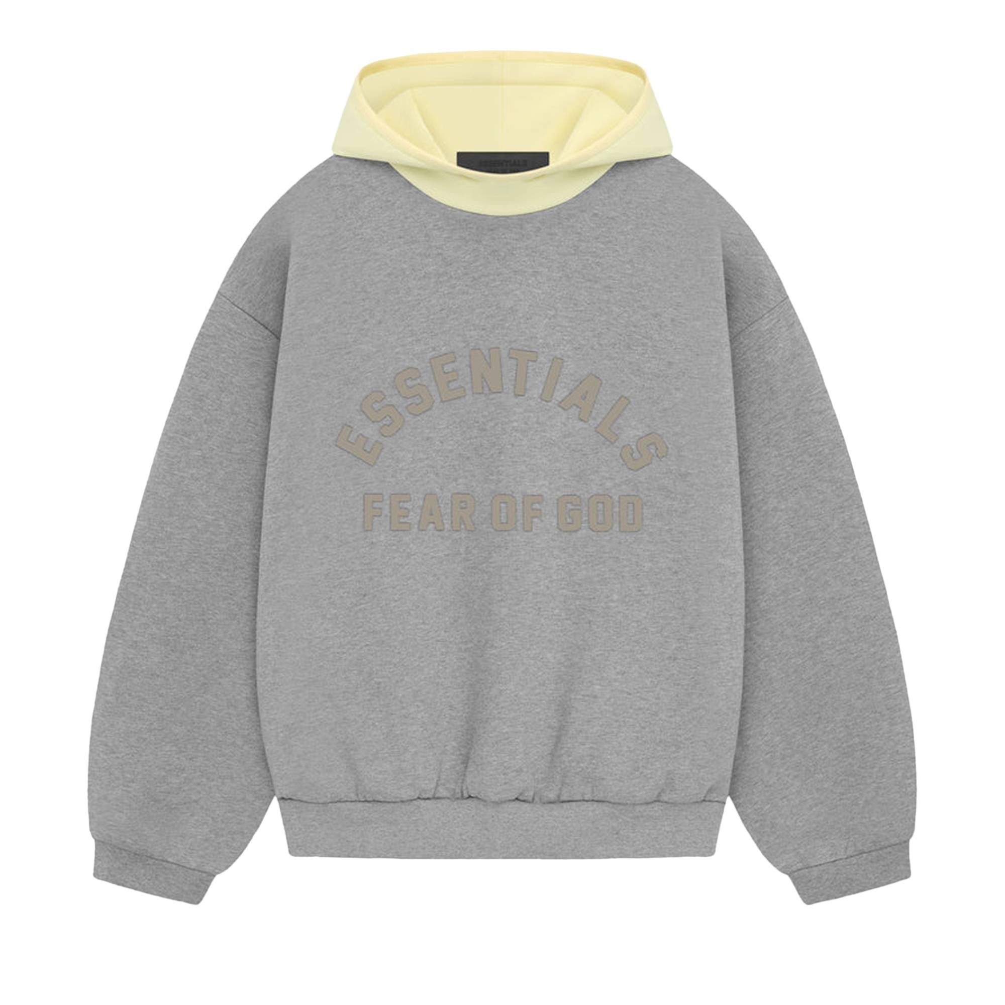 Fear of God Essentials Nylon Fleece Hoodie 'Dark Heather Oatmeal/Garden Yellow' - 1