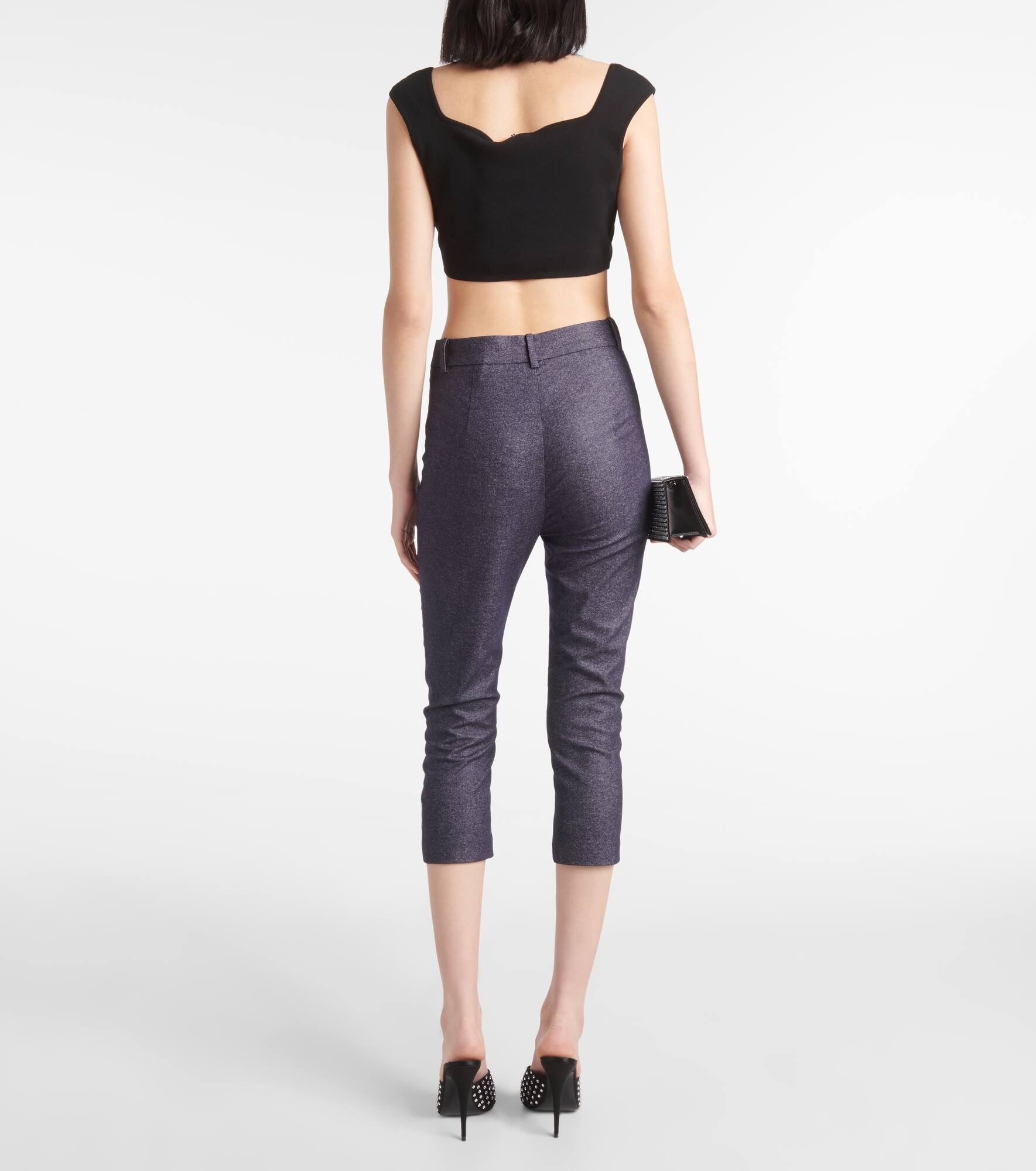 High-rise wool and cotton cropped pants - 3