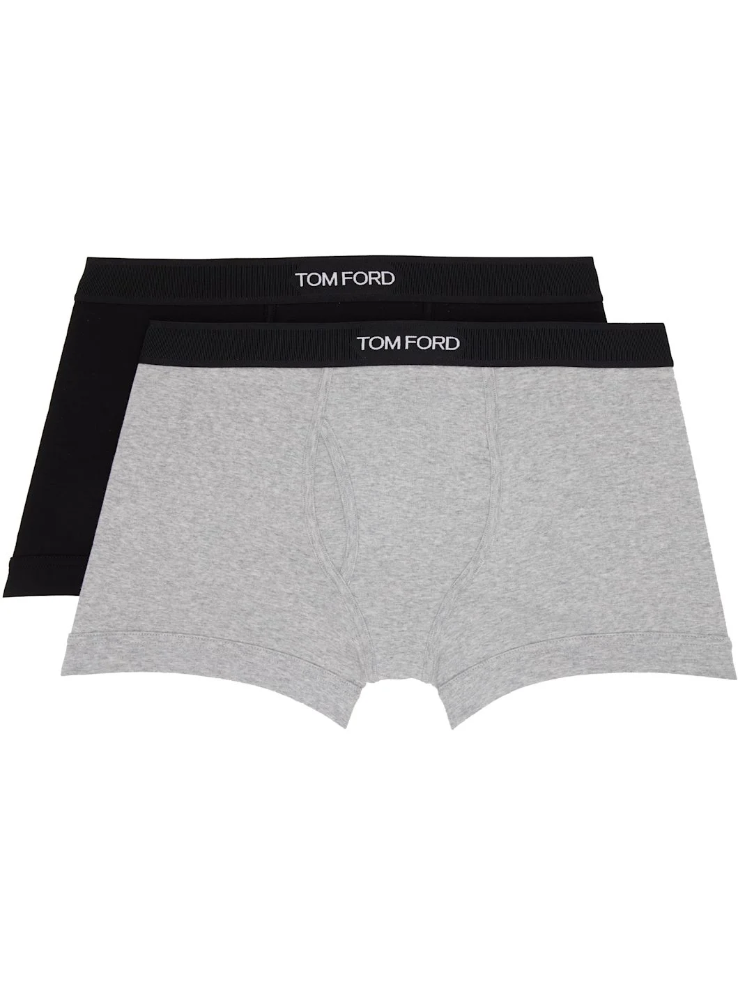 Two-Pack Black & Gray Cotton Boxer Briefs - 1