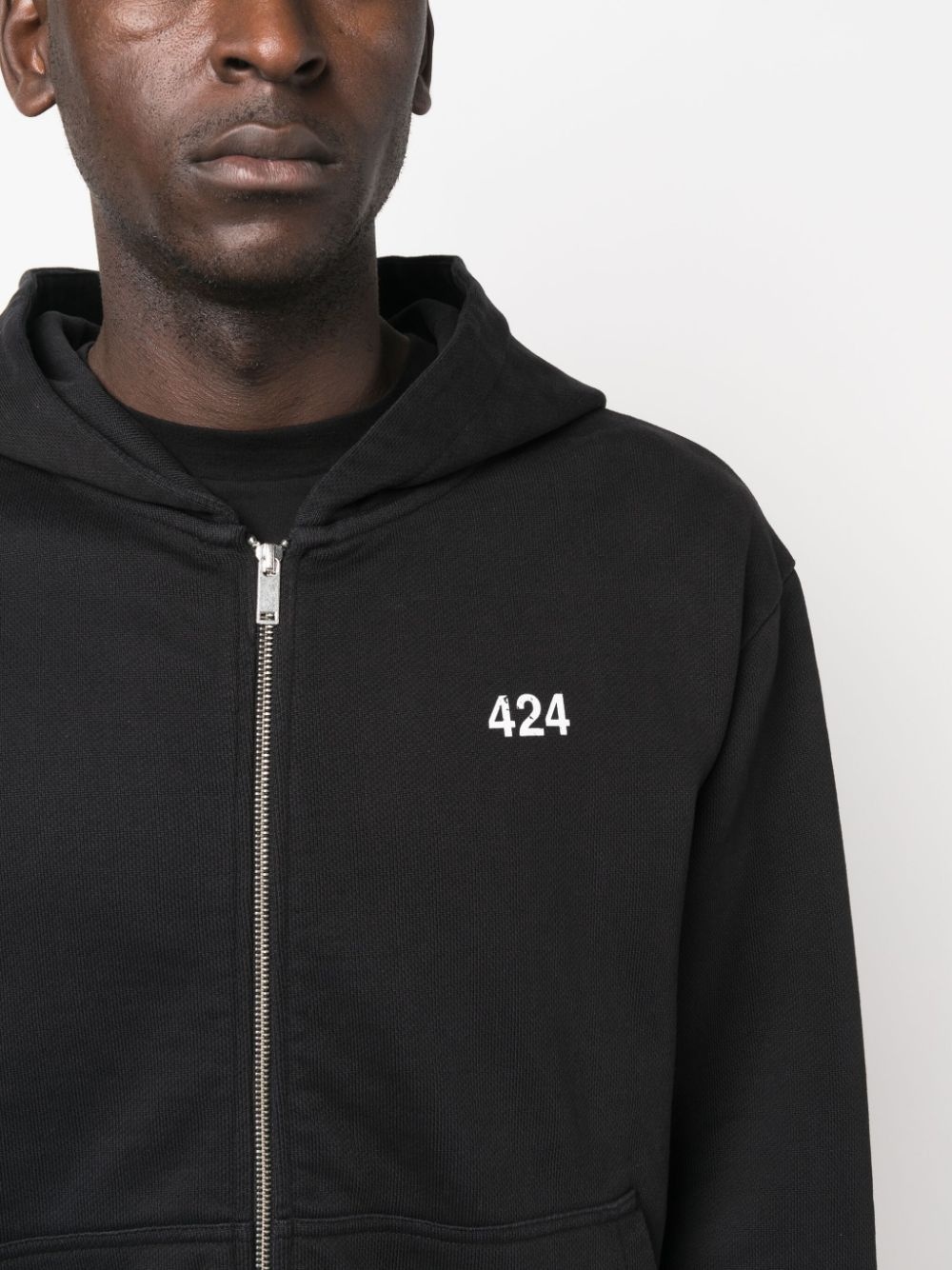 logo-print cotton hoodie - 5
