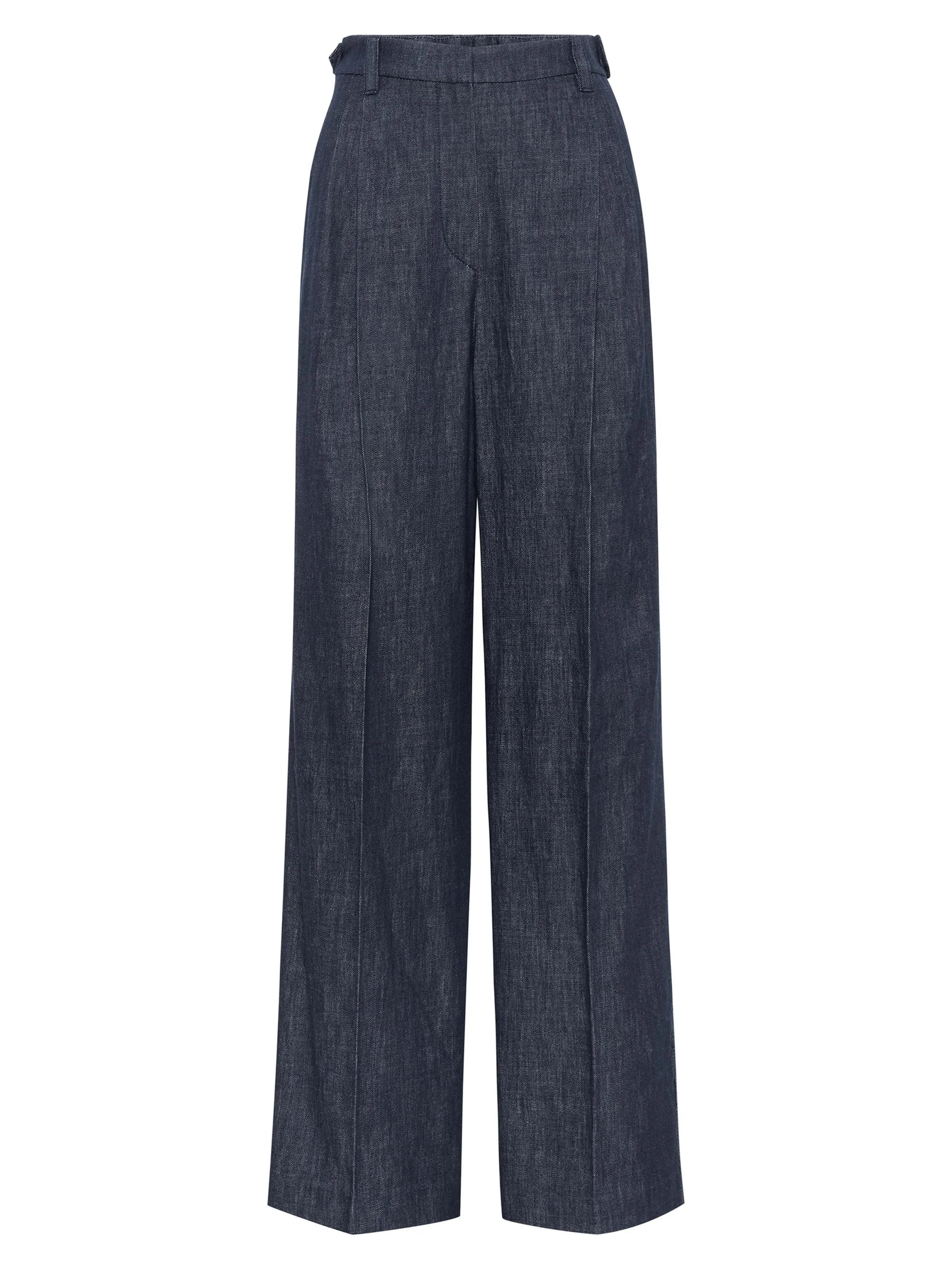 Women's Cotton Denim Effect Twill Tailored Relaxed Trousers - Denim - 1
