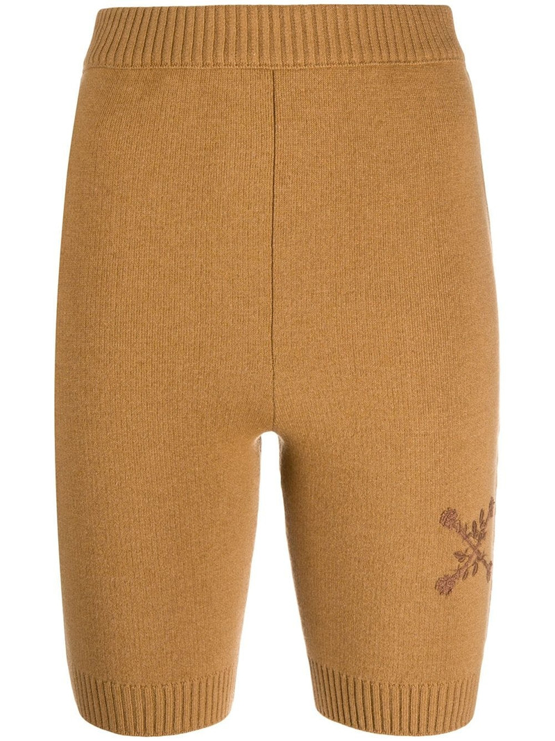 embroidered floral Arrows motif knitted shorts 1