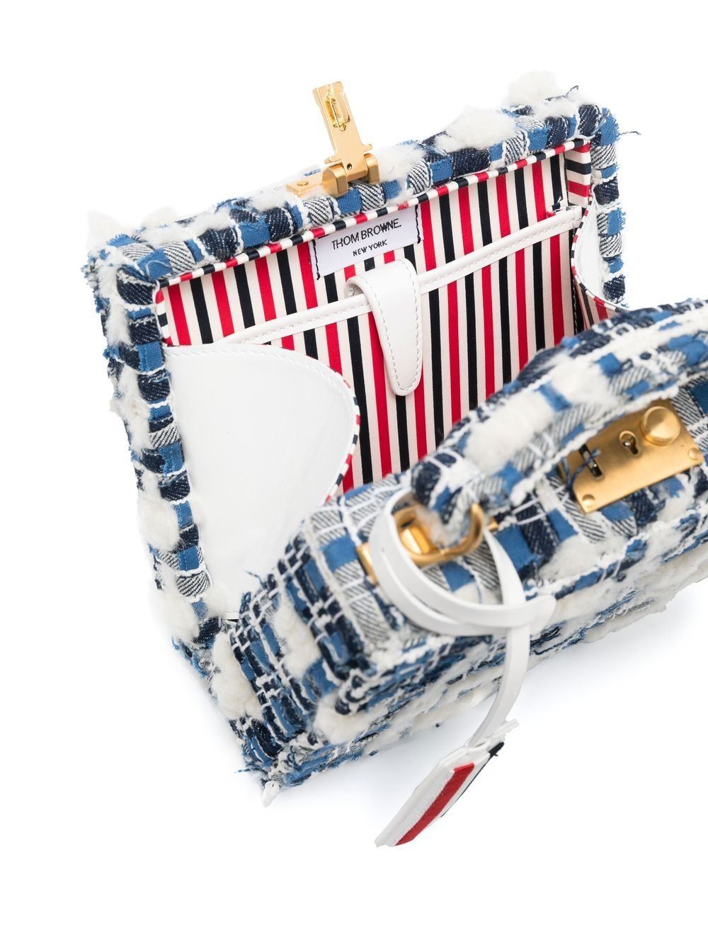 tweed-check mini bag - 5