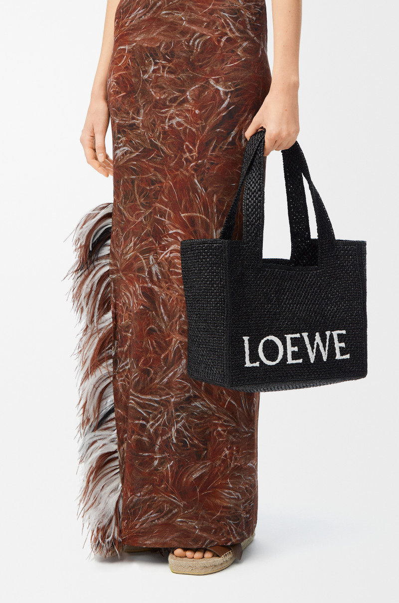 Loewe Medium LOEWE Font tote in raffia outlook