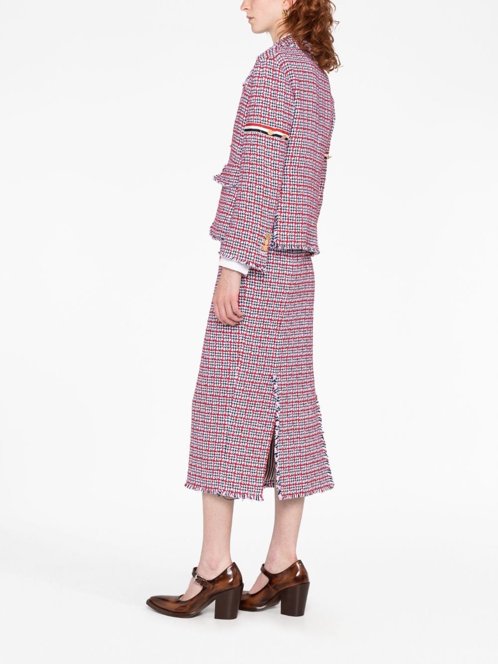 check-pattern tweed jacket - 6
