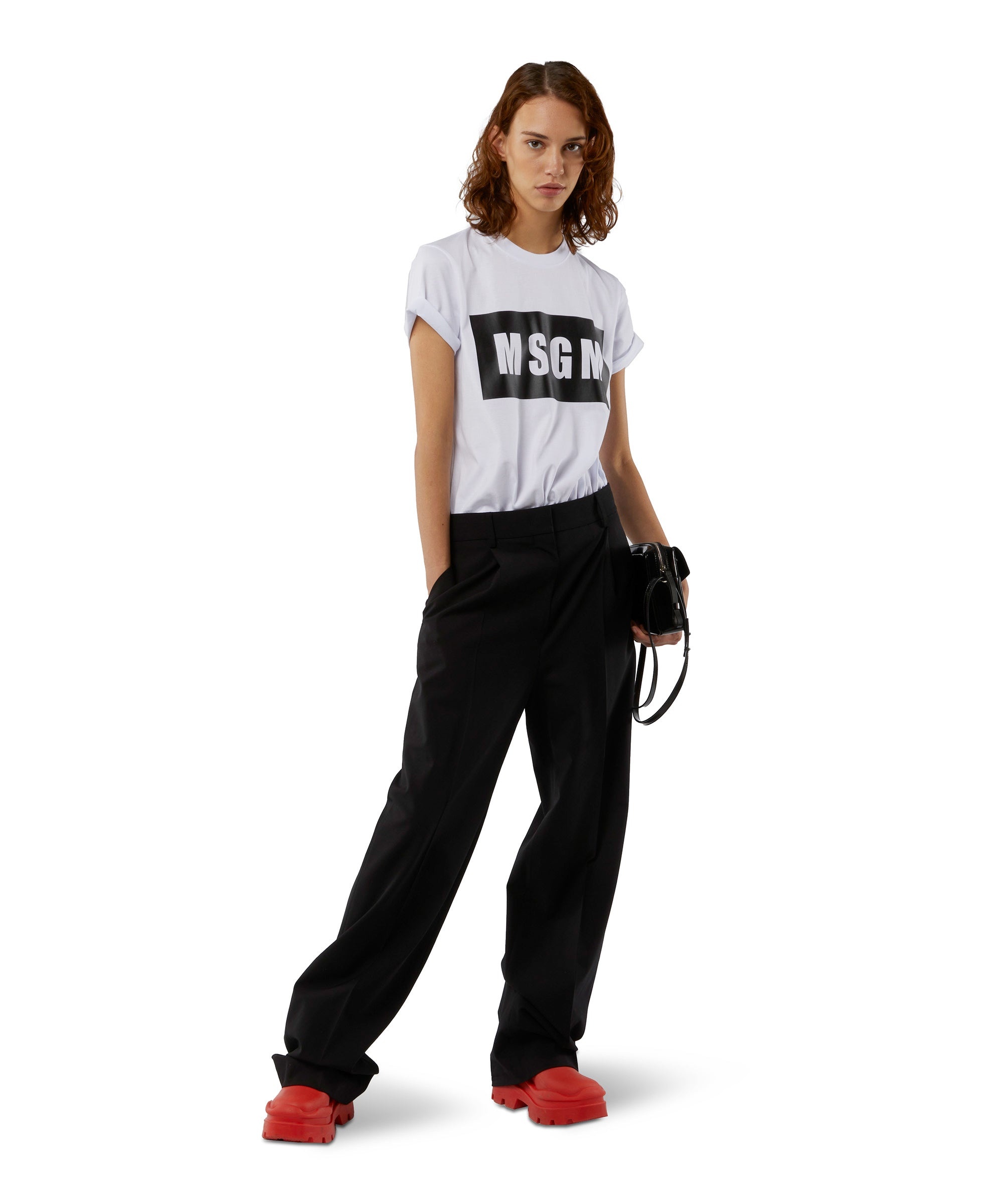 Crew neck T-shirt with MSGM box logo - 5