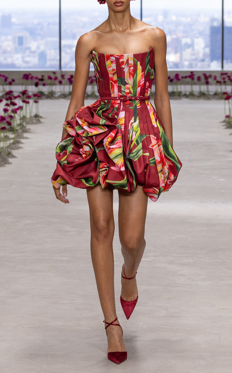 Pleated Floral Mini Dress red - 5