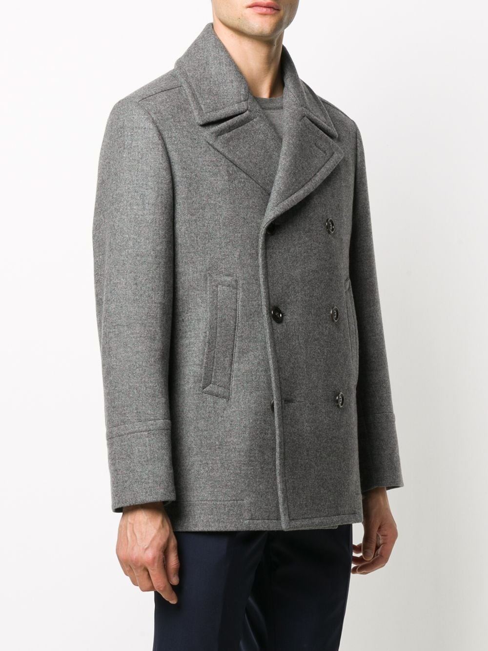 double-breasted virgin wool coat - 3