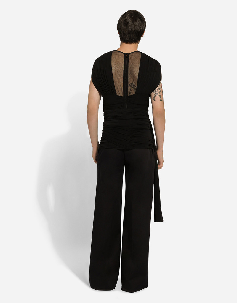 Stretch tulle T-shirt with draping 4