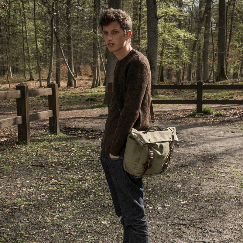 GASTON MUSETTE SATCHEL BAG - DARK KHAKI STONEWASHED 5