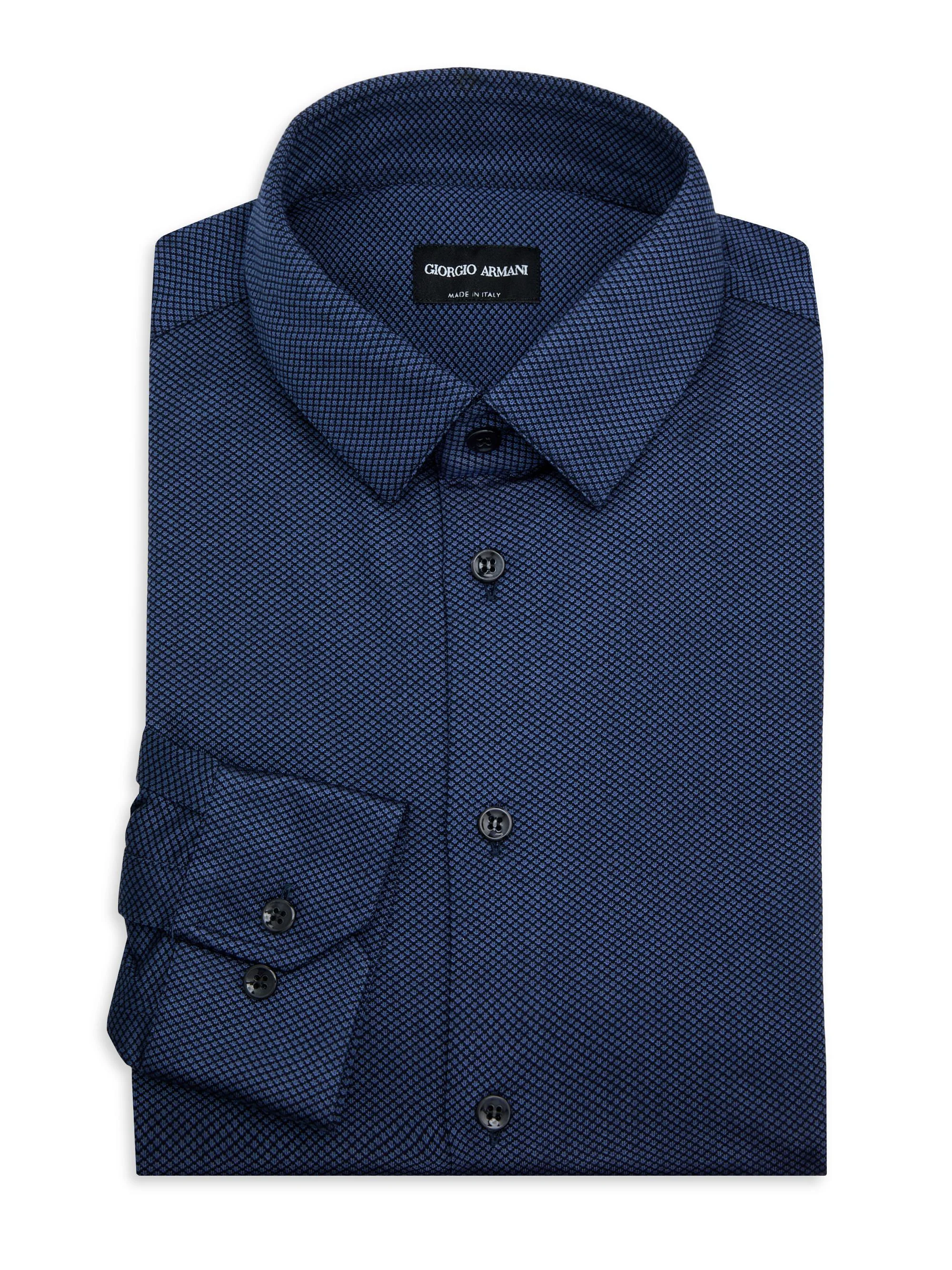 Men's Birdseye Cotton-Nylon Shirt - Navy Peony - 1
