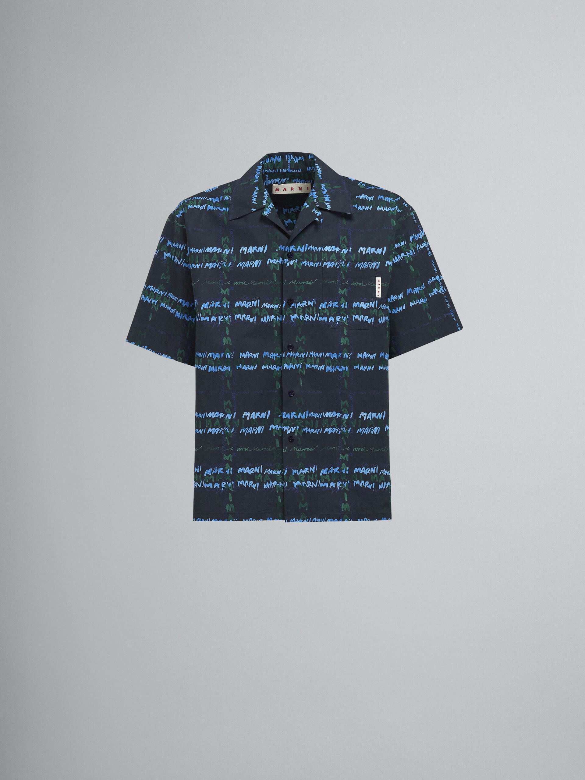 CROSSROADS PRINT POPLIN BOWLING SHIRT - 1