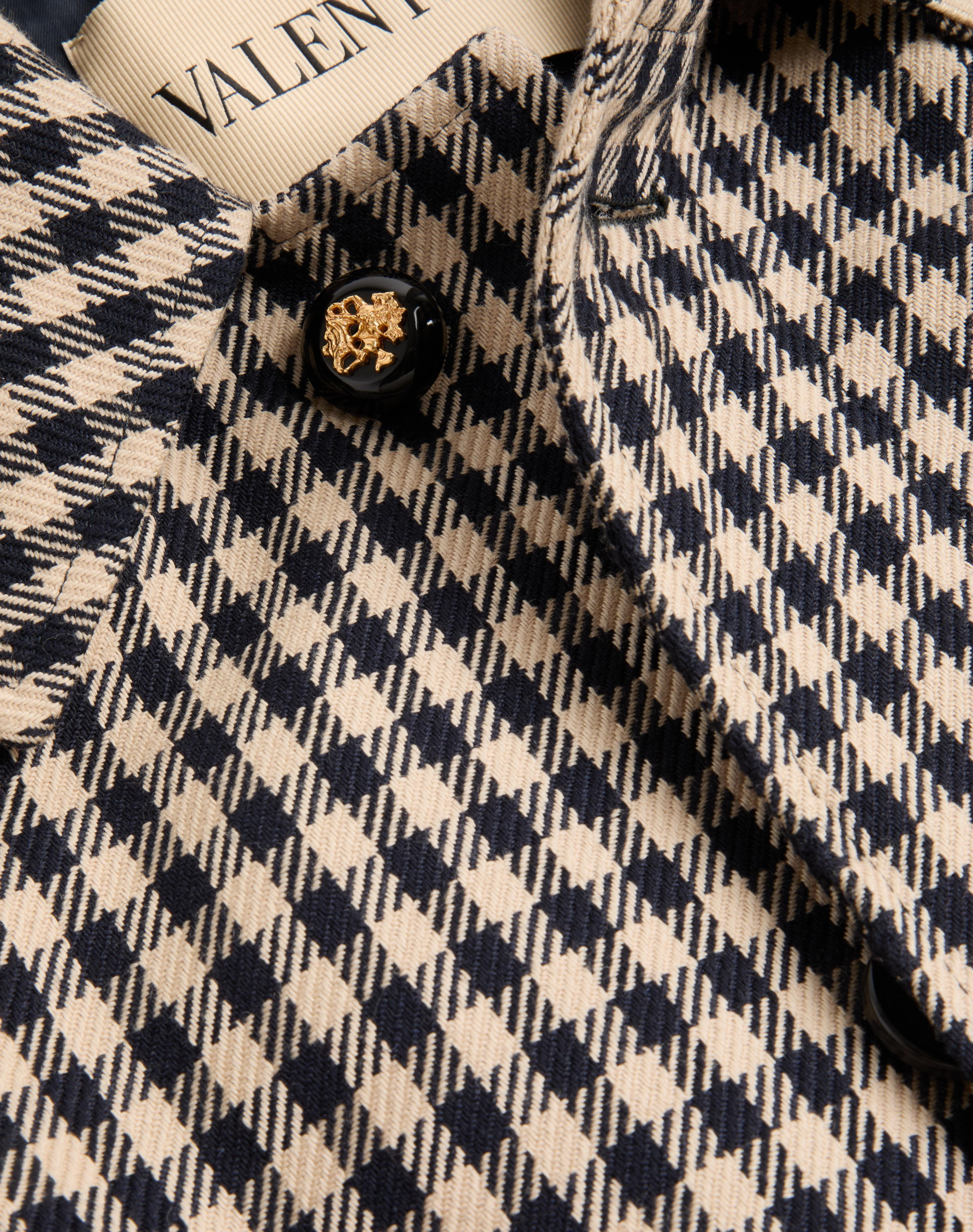 SINGLE-BREASTED COTTON AND WOOL COAT WITH VICHY PATTERN - 7