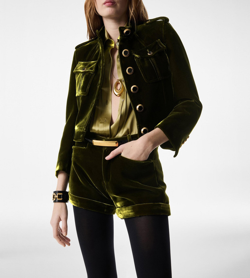 TOM FORD SHARP BONDED VELVET TAILORED SHORTS outlook