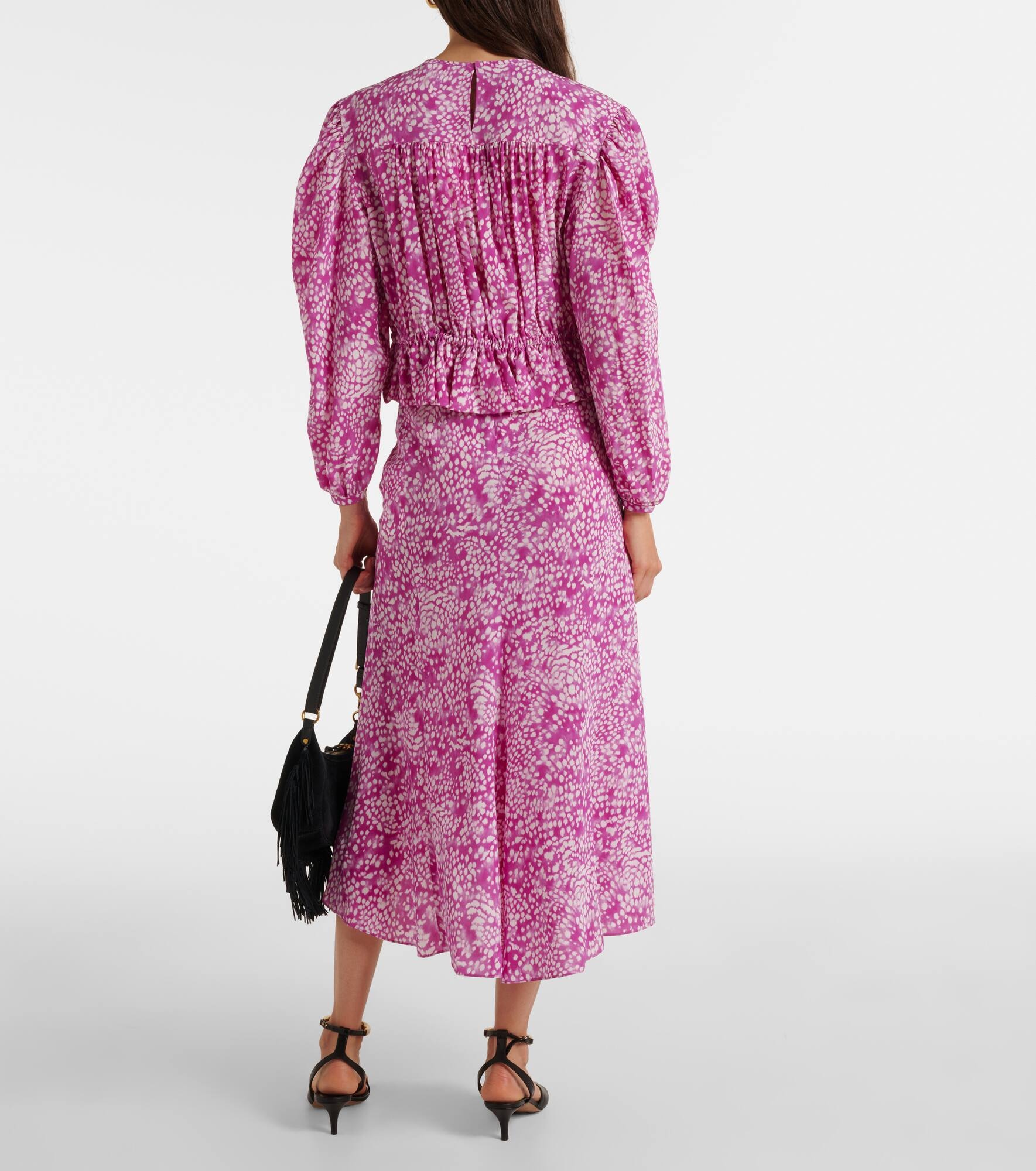 Gelina printed silk-blend top - 3