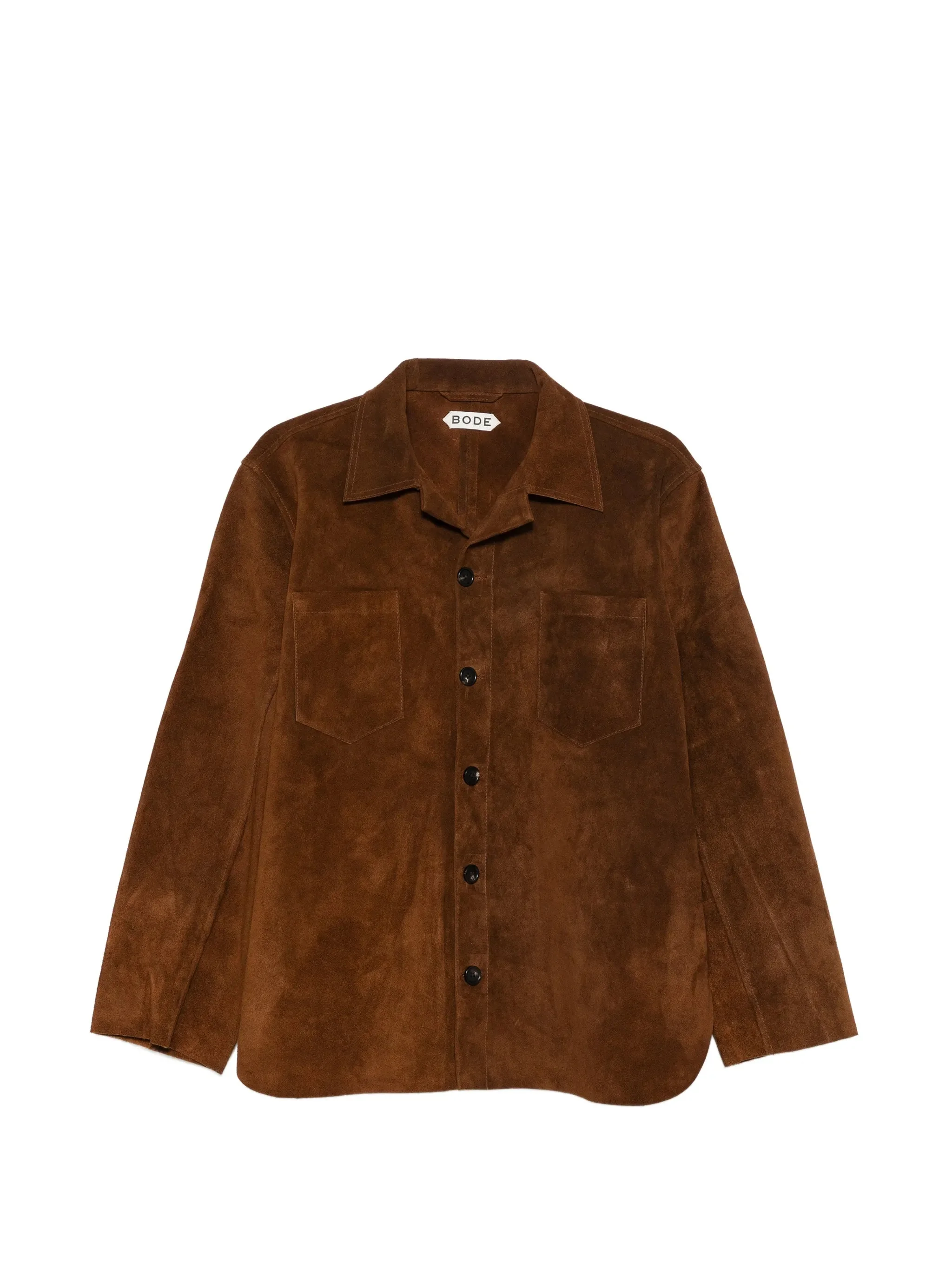 patch pocket suede overshirt - 1
