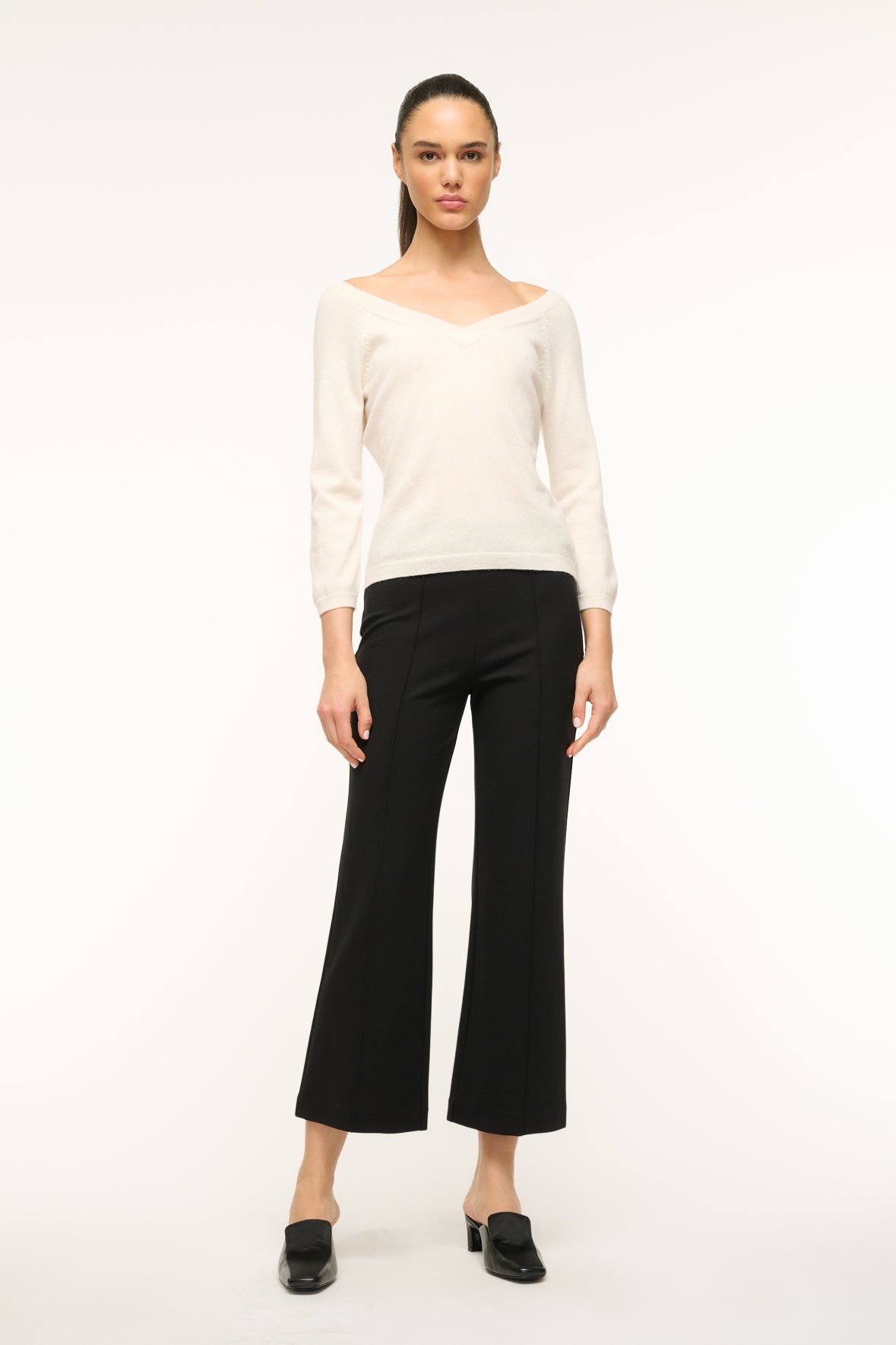 STAUD MICK CASHMERE SWEATER IVORY - 4
